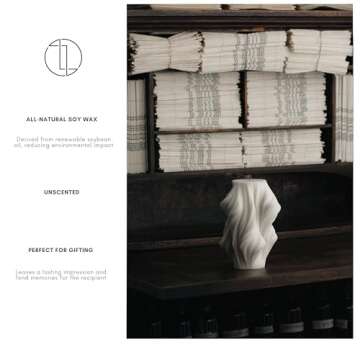 LAWA Cascading Wave Candle - Large Beautiful Handmade Pillar Scented Soy Wax Candle Elegant Bubble A...