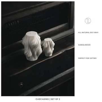 LAWA Cascading Wave Candle - Large Beautiful Handmade Pillar Scented Soy Wax Candle Elegant Bubble Aesthetic Candle Housewarming Gift Home Room Shelf Decor Idea White (Set of 2)