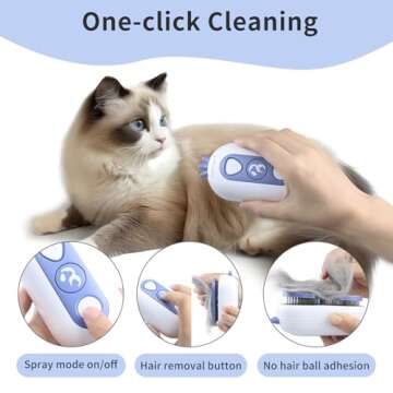 Bobopal Cat Steam Brush,3 In 1 Cat Brush for Shedding,Self-Cleaning Cat Dog Grooming Brush,Steamy Pet Brush for Long & Short Haired Cats & Dogs Hair Removal Comb with Water Tank Anti-Static