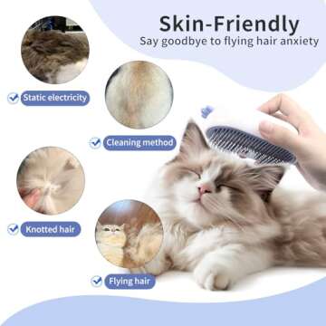 Bobopal Cat Steam Brush,3 In 1 Cat Brush for Shedding,Self-Cleaning Cat Dog Grooming Brush,Steamy Pet Brush for Long & Short Haired Cats & Dogs Hair Removal Comb with Water Tank Anti-Static