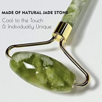 Gua Sha Jade Facial Tool - Natural Jade Face Roller & Massager for Anti-Aging, Wrinkles & Puffiness ...