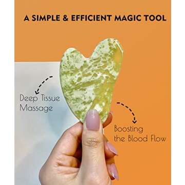 Gua Sha Jade Facial Tool - Natural Jade Face Roller & Massager for Anti-Aging, Wrinkles & Puffiness - Premium Authentic Jade Stone Set