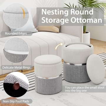 Stylish Giantex Nesting Ottomans Set - Storage & Comfort