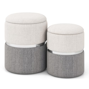 Stylish Giantex Nesting Ottomans Set - Storage & Comfort
