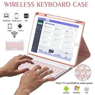 BOBOLEE Keyboard Case for iPad 9.7 inch 6th Gen. 2018-5th Gen. 2017 - Air 2 Gen. 2014, Wireless Detachable BT Backlit 7 Colors Keyboards, Thin Slim Folio Cover Shell with Pen Holder, Auto Sleep Wake