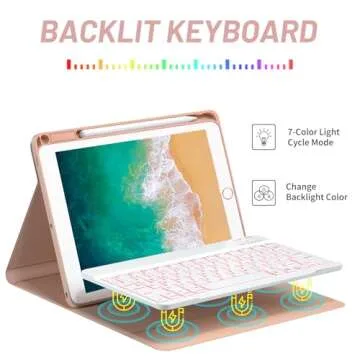 BOBOLEE Keyboard Case for iPad 9.7 inch 6th Gen. 2018-5th Gen. 2017 - Air 2 Gen. 2014, Wireless Detachable BT Backlit 7 Colors Keyboards, Thin Slim Folio Cover Shell with Pen Holder, Auto Sleep Wake
