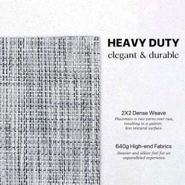 LEXMORE Placemats Set of 4 Vinyl/Plastic Woven Place Mats for Kitchen Table Indoor/Outdoor Washable Placemat Wipeable Dining Table Mats(Gray)