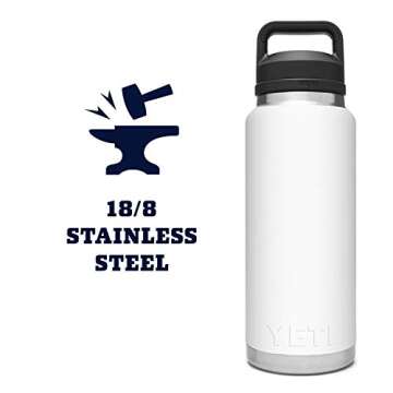 YETI Rambler 36 oz Bottle, Vacuum Insulated, Stainless Steel with Chug Cap, White