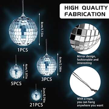 30 Pcs Disco Ball Hanging Disco Ball Mini Disco Ball Mirror Disco Balls Ornaments Reflective Disco B...