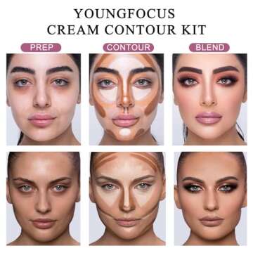 Youngfocus Cosmetics Cream Contour Best 8 Colors and Highlighting Makeup Kit - Contouring Foundation...