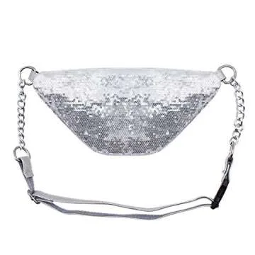 RARITYUS Sparkly Sequin Fanny Packs Glitter Waist Bag with Adjustable Strap for Women Girls Unisex