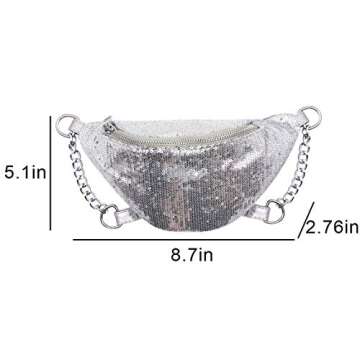 RARITYUS Sparkly Sequin Fanny Packs Glitter Waist Bag with Adjustable Strap for Women Girls Unisex