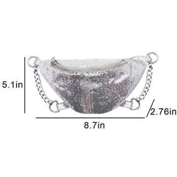 RARITYUS Sparkly Sequin Fanny Packs Glitter Waist Bag with Adjustable Strap for Women Girls Unisex