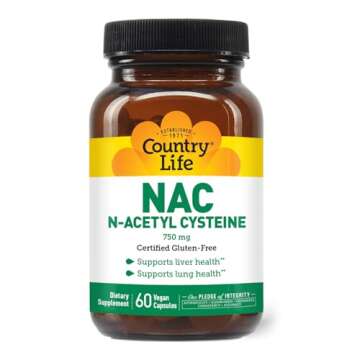 Country Life N-Acetyl Cysteine (NAC) 750 mg – Premium Liver Support and Lung Health Supplement –...