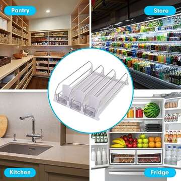 Automatic Soda Can Organizer for Refrigerator Can Dispenser for Beer Soda Seltzer Drink Pop Can Holder Self-Pushing Drink Organizer for Fridge Storage 12 cans of 11.15oz 12oz 16oz 16.9oz