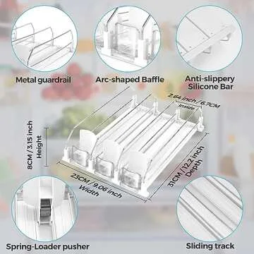 Automatic Soda Can Organizer for Refrigerator Can Dispenser for Beer Soda Seltzer Drink Pop Can Holder Self-Pushing Drink Organizer for Fridge Storage 12 cans of 11.15oz 12oz 16oz 16.9oz