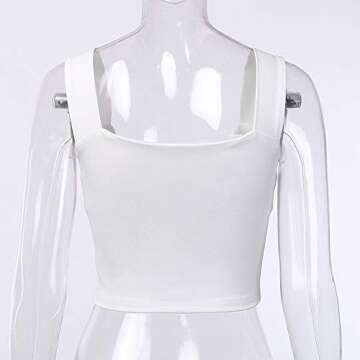 Abardsion Women's Sleeveless Strappy Basic Crop Tank Top for Women Summer (White, S)