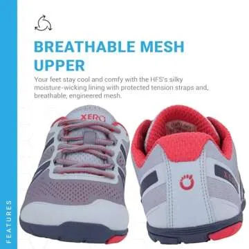 Xero Shoes Barefoot Running Shoes for Women | HFS Women's Running Shoes | Minimalist, Zero Drop, Wide Toe Box Shoes for Women | Silver Blush, Size 5