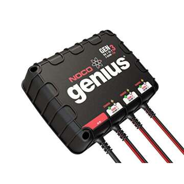 NOCO Genius GENM3, 3-Bank, 12-Amp (4-Amp Per Bank) Fully-Automatic Smart Marine Charger, 12V Onboard...