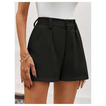 MakeMeChic Women's Elegant Plaid Shorts High Waisted Zipper Wide Leg Mini Dressy Work Office Casual Shorts Black Large