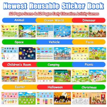 iGetooy Reusable Sticker Books for Toddlers 1-3, Preschool Learning Activities Busy Book for Kids, 1...