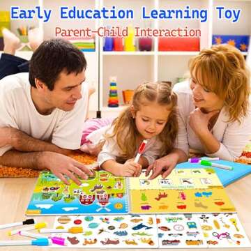 iGetooy Reusable Sticker Books for Toddlers 1-3, Preschool Learning Activities Busy Book for Kids, 104Pcs Reusable Stickers Toddler Learning Activities Book Christmas Birthdays Gifts for Boys Girls