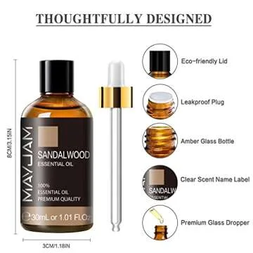 MAYJAM Sandalwood Essential Oil for Diffuser & Aromatherapy