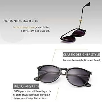 Stylish SUNGAIT Vintage Round Sunglasses for Women