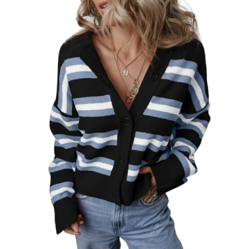 EVALESS Womens Cardigan Sweaters 2024 Fashion Trendy Spring Fall Oversized Lightweight Cropped Chunk...