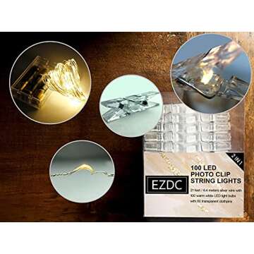 EZDC USB Powered 100 LED Photo Clip String Lights