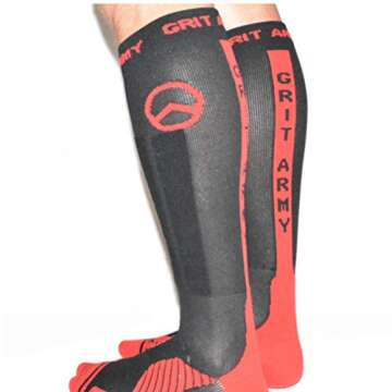 Premium Professional Athletic Graduated Compression Socks - Men, Women, Youth. For OCR, Obstacle, Rope, Mud, Running, Trail, Sports (Large - X Large)