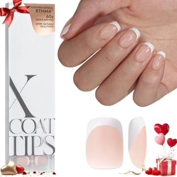 BTArtboxnails Soft Gel Nail Tips - Extra Short Square French Tip Press on Nails for Effortless Glamo...