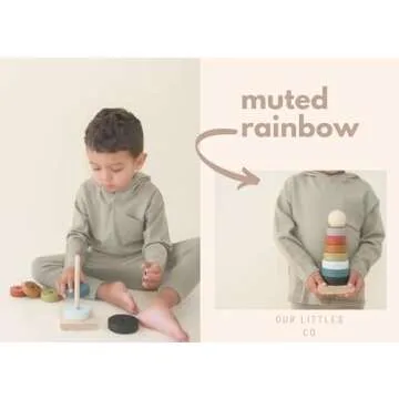 Our Littles Co Neutral Rainbow Wooden Stacking Toy