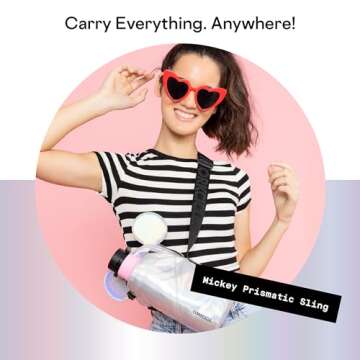 Corkcicle x Disney Minnie Mickey Mouse Ears Crossbody Water Bottle Sling Bag, Fits 16 oz to 40 oz Tumbler – Water Bottle Holder with Strap Securely Holds Bottle, Cards, Phone, & Keys