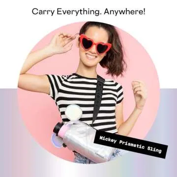 Corkcicle x Disney Minnie Mickey Mouse Ears Crossbody Water Bottle Sling Bag, Fits 16 oz to 40 oz Tumbler – Water Bottle Holder with Strap Securely Holds Bottle, Cards, Phone, & Keys