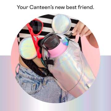 Corkcicle x Disney Minnie Mickey Mouse Ears Crossbody Water Bottle Sling Bag, Fits 16 oz to 40 oz Tumbler – Water Bottle Holder with Strap Securely Holds Bottle, Cards, Phone, & Keys