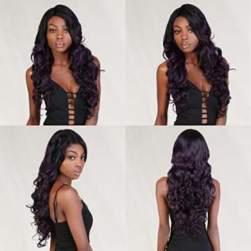 GLAM21USA The Stylist HD LACE Front Wig Loose Wave 13X6 Deep Transparent Lace Frontal Wigs 27 Inch Human Hair Master Blend Swiss Lace Curly Long Wig - Bella (27 Inch (Brown HD Lace), OET1B/PURPLE)