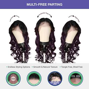 GLAM21USA The Stylist HD LACE Front Wig Loose Wave 13X6 Deep Transparent Lace Frontal Wigs 27 Inch Human Hair Master Blend Swiss Lace Curly Long Wig - Bella (27 Inch (Brown HD Lace), OET1B/PURPLE)
