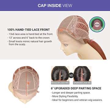 GLAM21USA The Stylist HD LACE Front Wig Loose Wave 13X6 Deep Transparent Lace Frontal Wigs 27 Inch Human Hair Master Blend Swiss Lace Curly Long Wig - Bella (27 Inch (Brown HD Lace), OET1B/PURPLE)