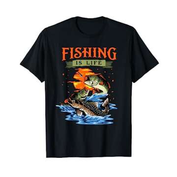 Fishing Is Life! Catfish Crappie and Bass Retro Sunset Fish T-Shirt