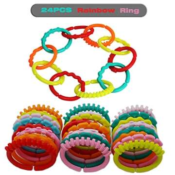 COLVWOFA 24 Pack Baby Rings Link Toys for Hanging Toys, Connecting Rings Toys for Infant Boy Girl, E...