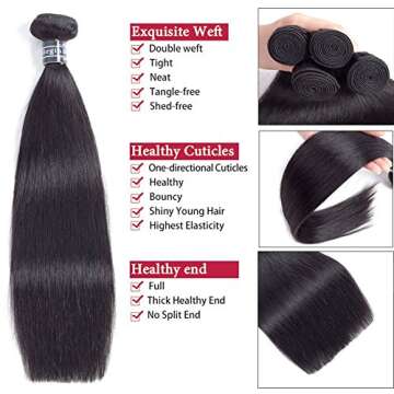 Amella Hair Brazilian Straight Virgin Hair Bundle 100% Human