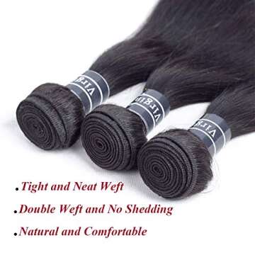 Amella Hair Brazilian Straight Virgin Hair Bundle 100% Human
