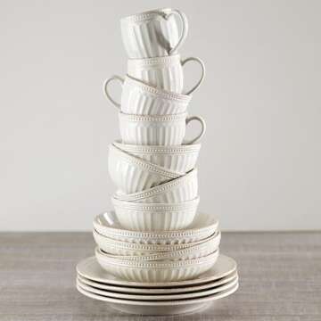 Lenox French Perle Groove 2-Piece Latte Mug Set, 2.30 LB, White