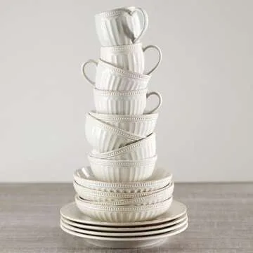 Lenox French Perle Groove 2-Piece Latte Mug Set, 2.30 LB, White