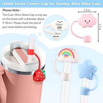 Cute Cloud Straw Covers for Stanley Cups - 8PCS Reusable Silicone Tops