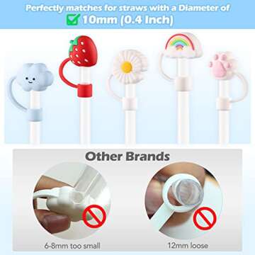 Reusable 10mm Silicone Straw Covers for Stanley Cups