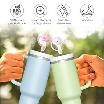 Reusable 10mm Silicone Straw Covers for Stanley Cups