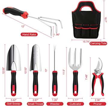Gardening Tools, MOXILS 9 Pieces Stainless Steel Heavy Duty Tool Set with Non-Slip Rubber Grip, Stor...