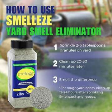 SMELLEZE Natural Yard Odor Remover Deodorizer: 2 lb. Granules Eliminate Outdoor Pet Urine & Stool Smell. Long Lasting. People, Pet, Plant & Planet Safe.